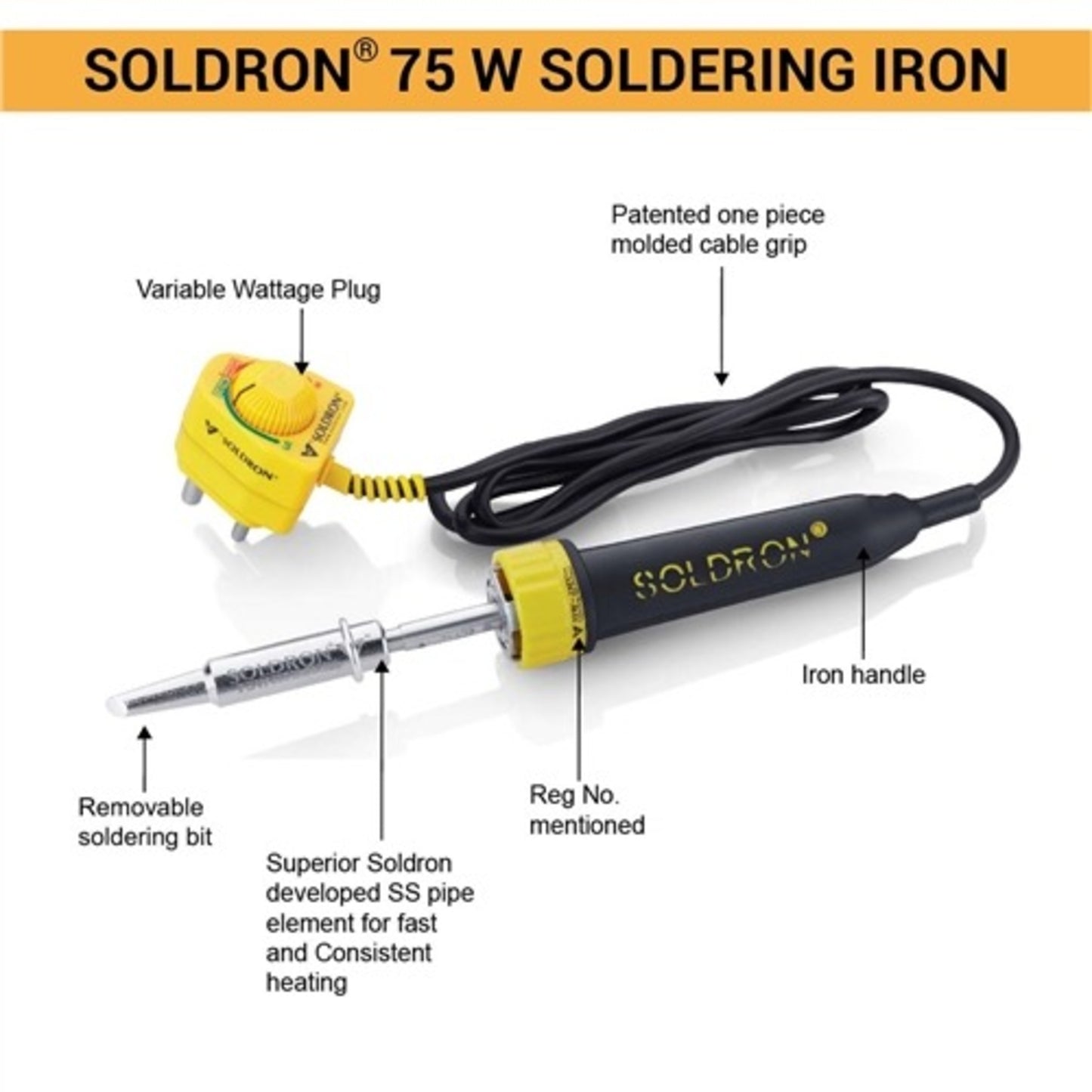 Soldron 75w Plug Variable Wattage Soldering Iron