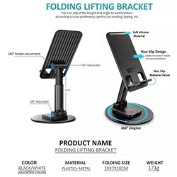 Folding Lifting Bracket Tablet Stand, Phone Stand Holder All Metal Base Angle Adjustable Cellphone Bracket (Pack of 1)