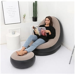 Portable Fast Inflatable Sofa Chair with Foot Stool and Air Pump, Surface with Plush Smooth Comfortable Ideal for Living Room, Room and Outdoor