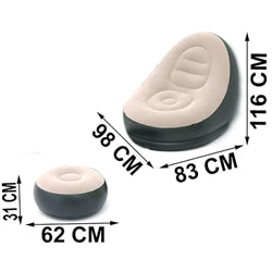 Portable Fast Inflatable Sofa Chair with Foot Stool and Air Pump, Surface with Plush Smooth Comfortable Ideal for Living Room, Room and Outdoor